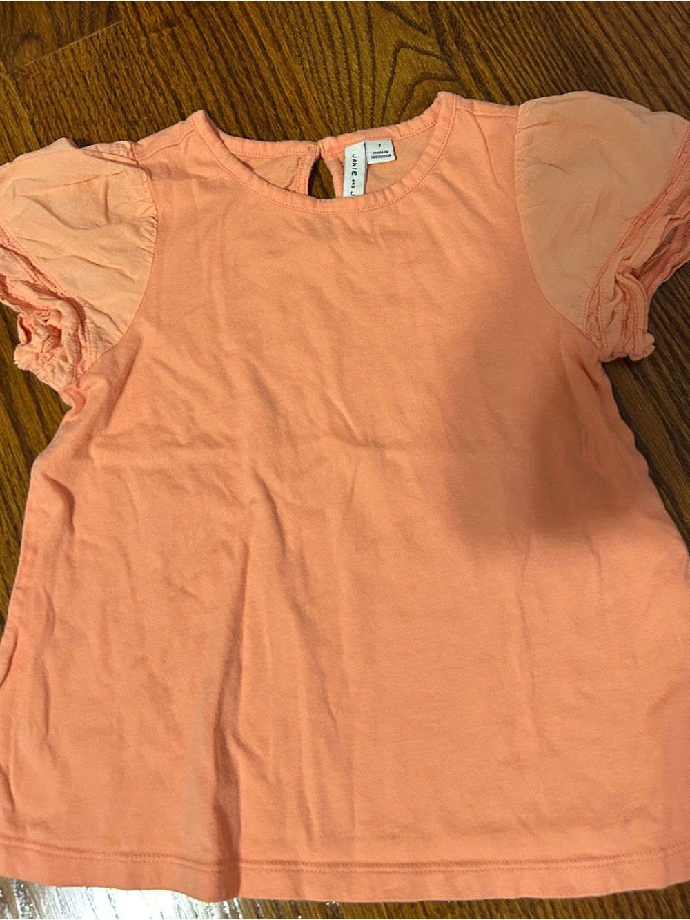 Janie and Jack Peach Short Sleeve Puff-Sleeve Tee